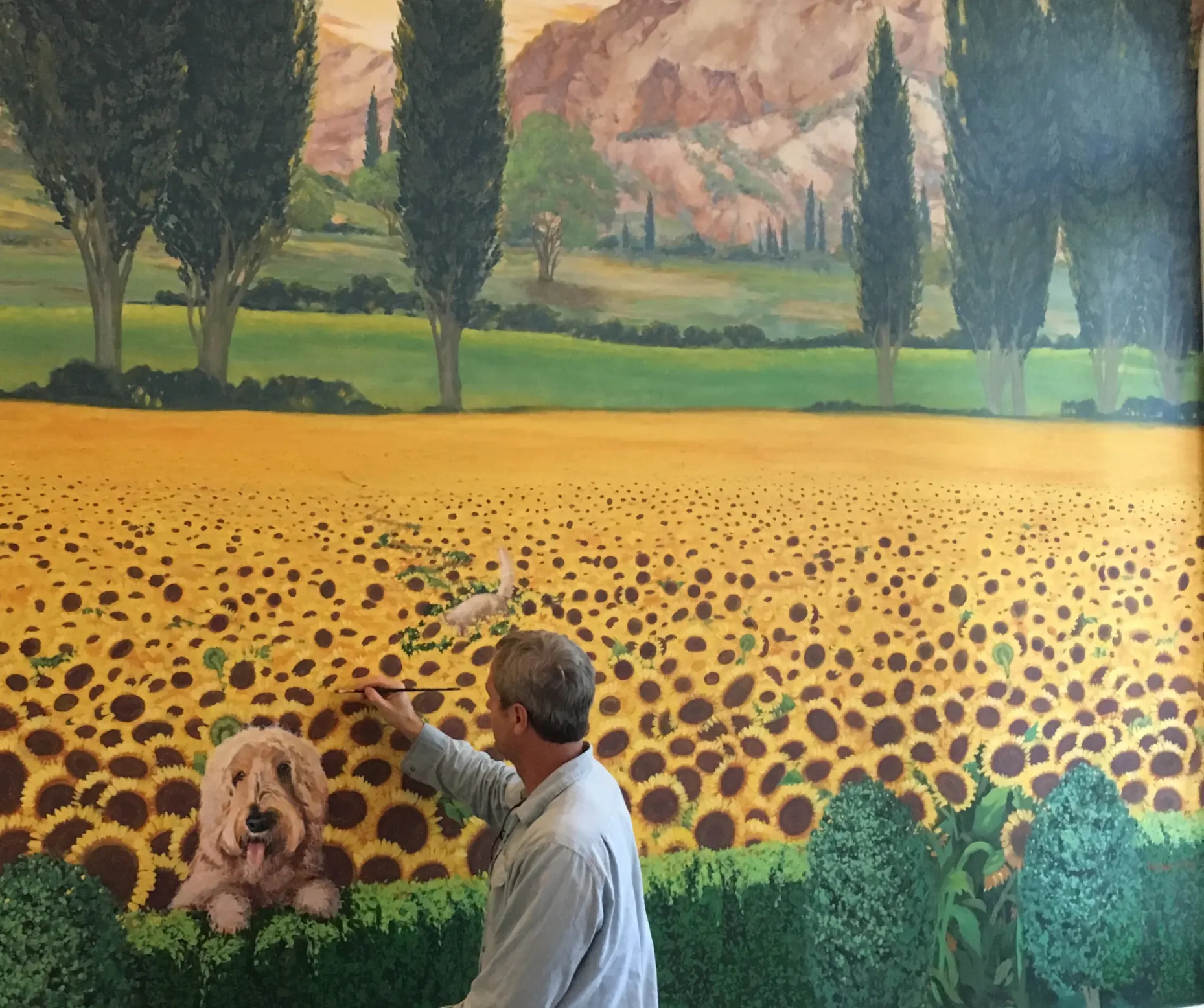 Painting in progress in the Le Grande Studios workshop