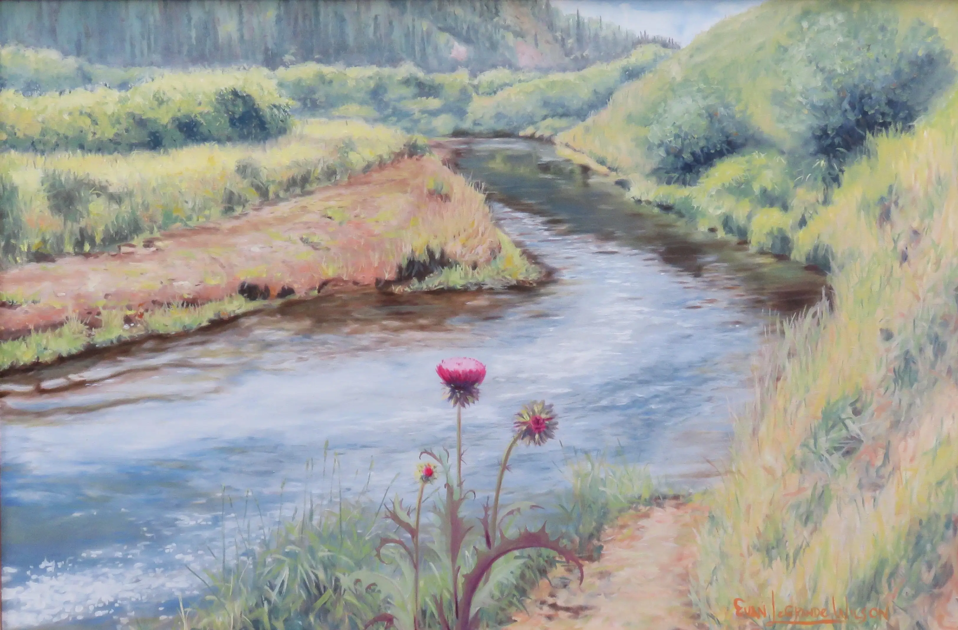 Original landscape painting of a stream by Evan LeGrande Wilson